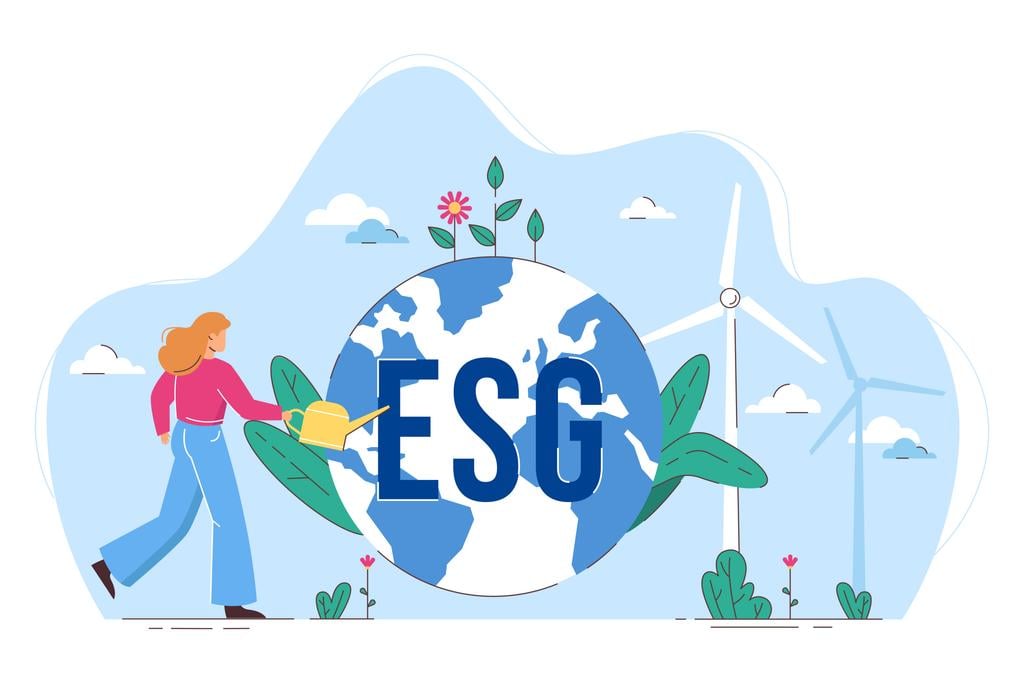 Flat ESG environmental and saving Earth Graphical representation of ESG.